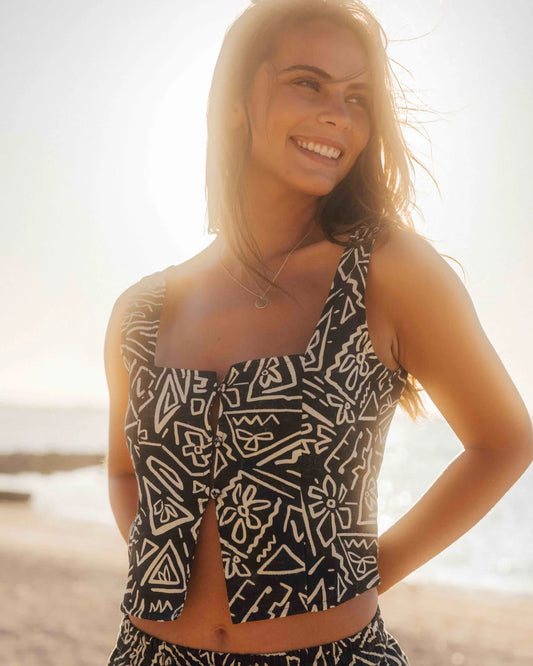 Billabong Feelin Free Woven Tank BLACK/WHITE