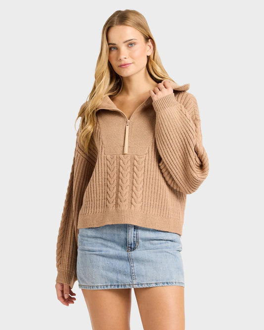 Billabong Sun Zippy Sweater TRUFFLE