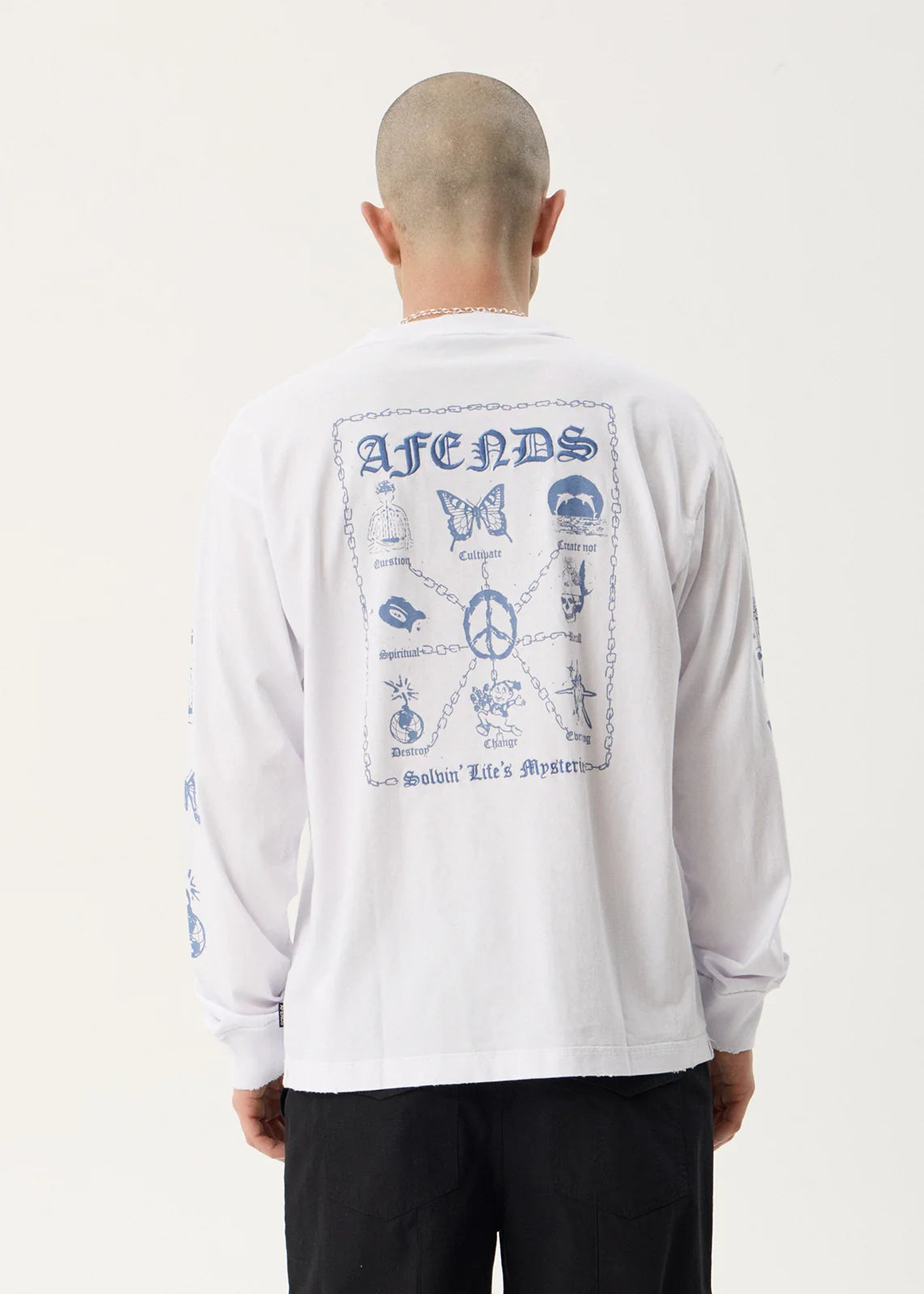 Afends Spiritual Boxy Long Sleeve Tee WHITE