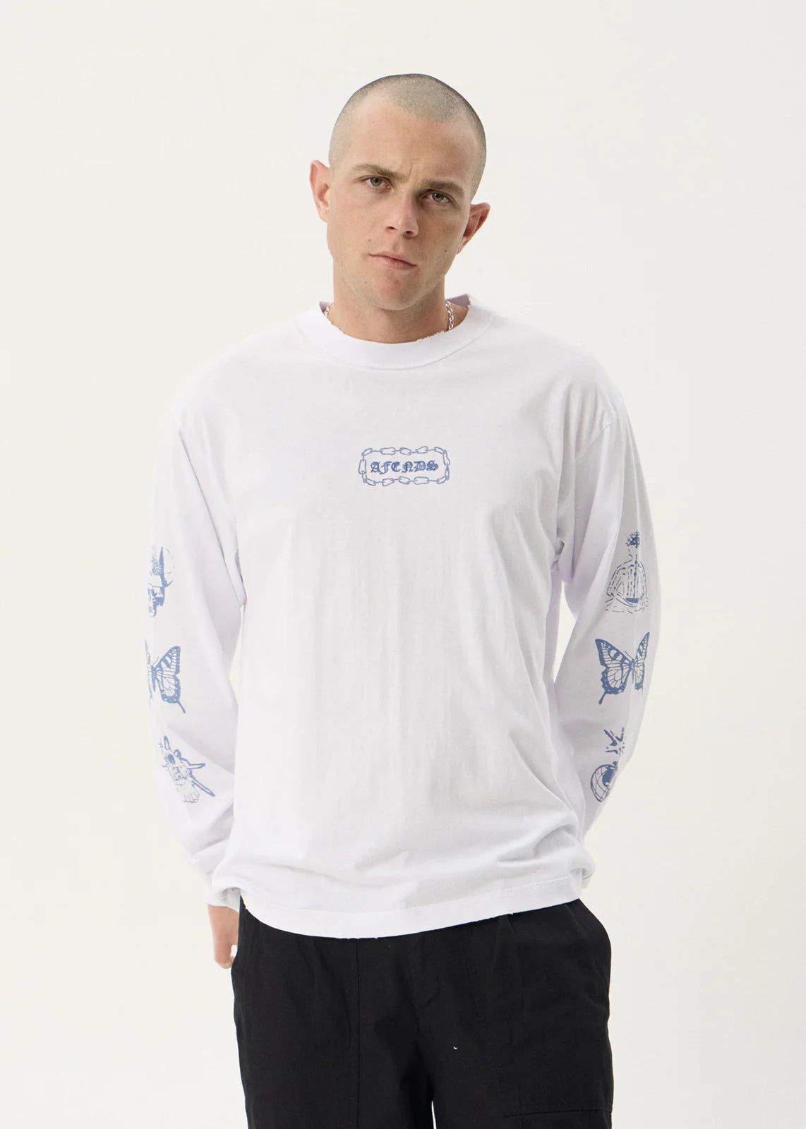 Afends Spiritual Boxy Long Sleeve Tee WHITE
