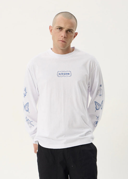 Afends Spiritual Boxy Long Sleeve Tee WHITE