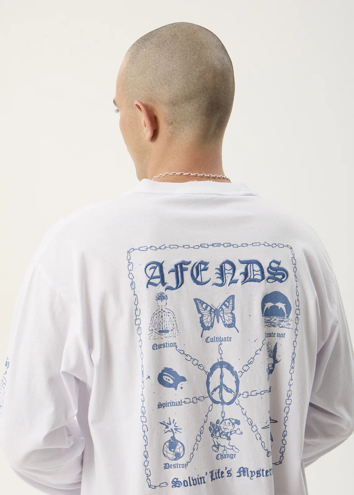 Afends Spiritual Boxy Long Sleeve Tee WHITE