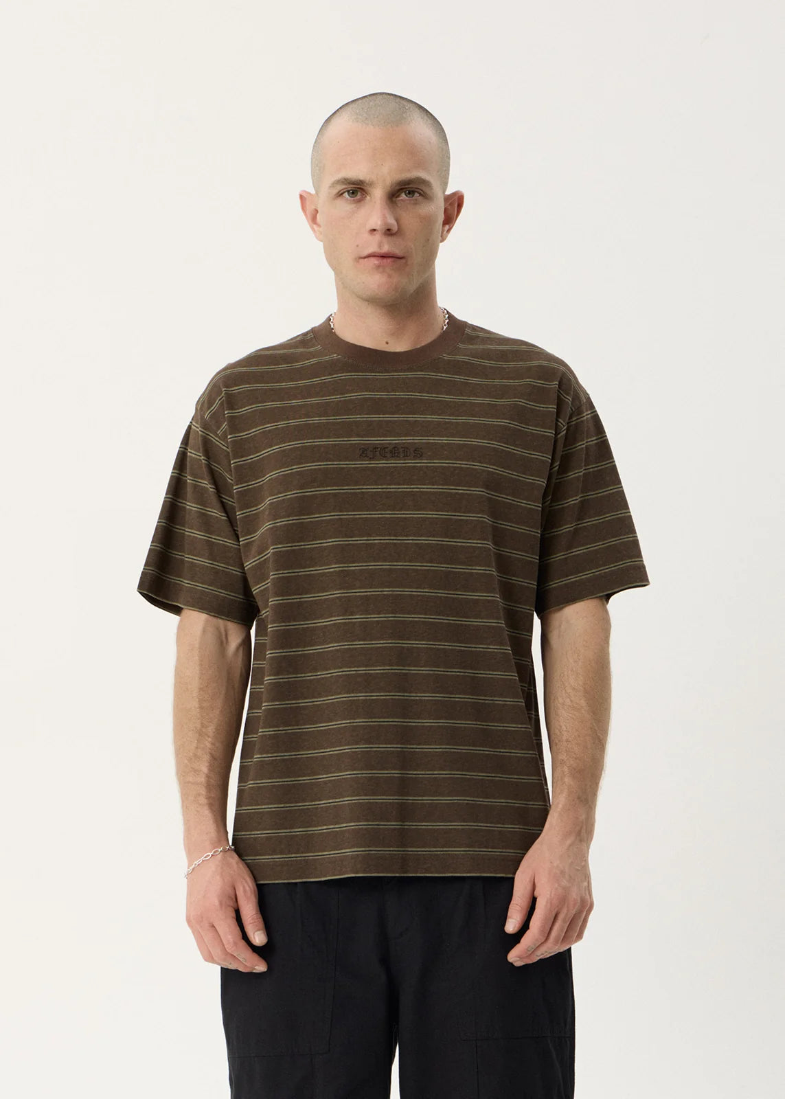 Afends Eureka Boxy Tee COFFEE STRIPE
