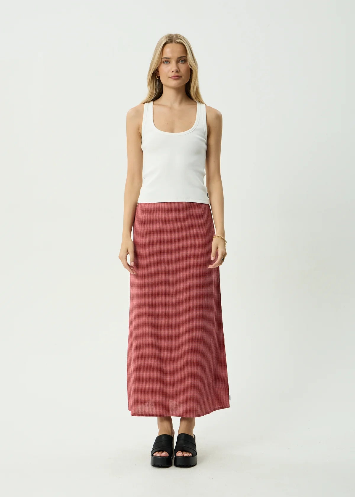 Afends Kali Maxi Skirt INDY ROSE CHECK