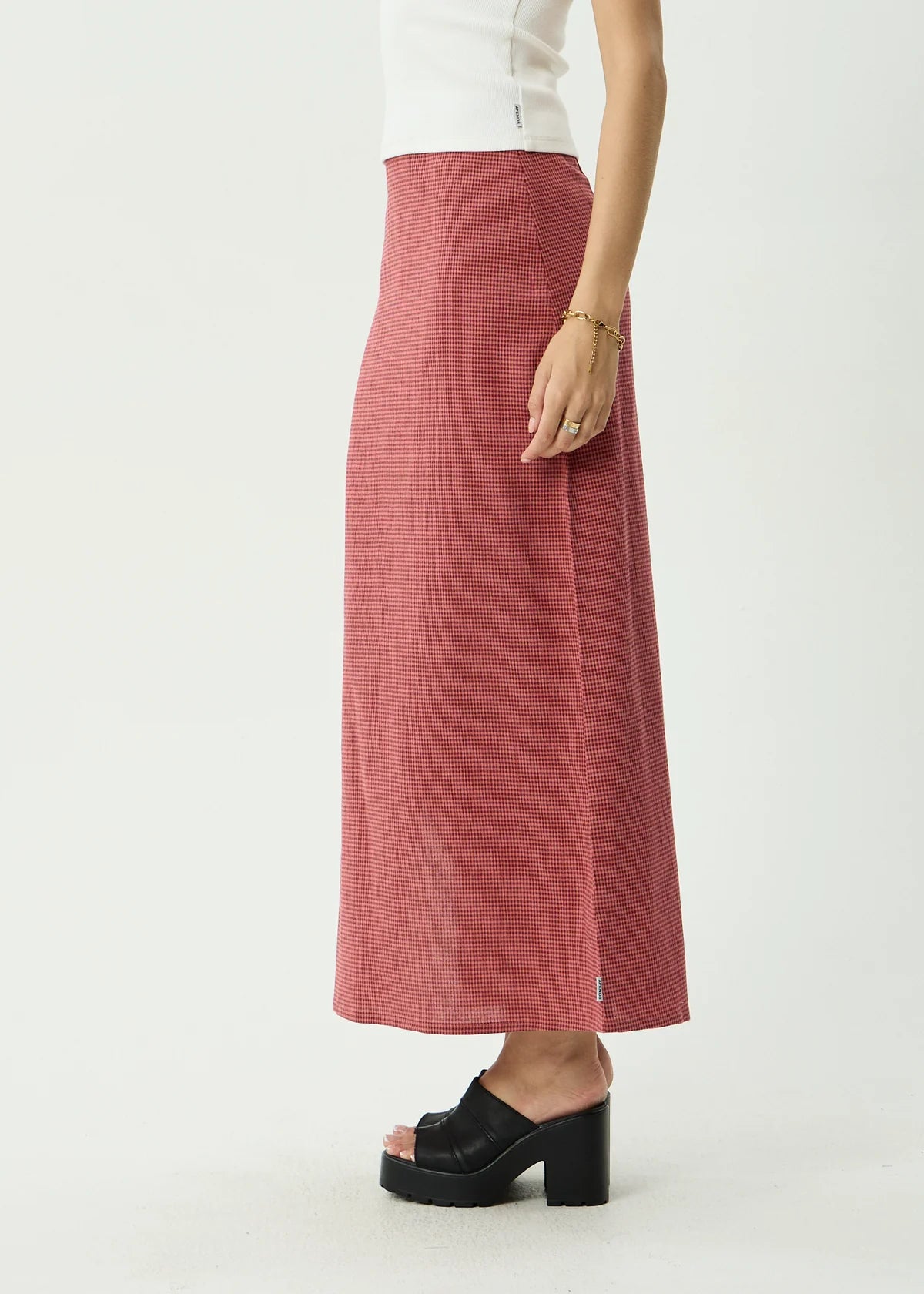 Afends Kali Maxi Skirt INDY ROSE CHECK