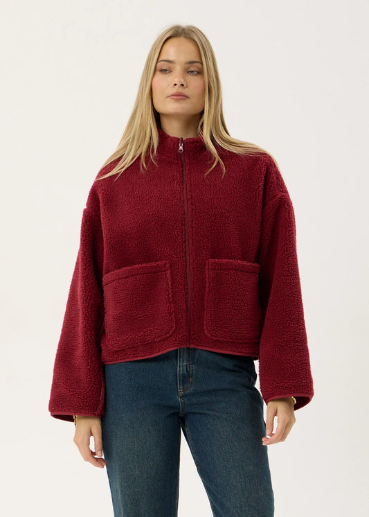 Afends Berlin Reversible Polar Fleece Jacket BURGUNDY