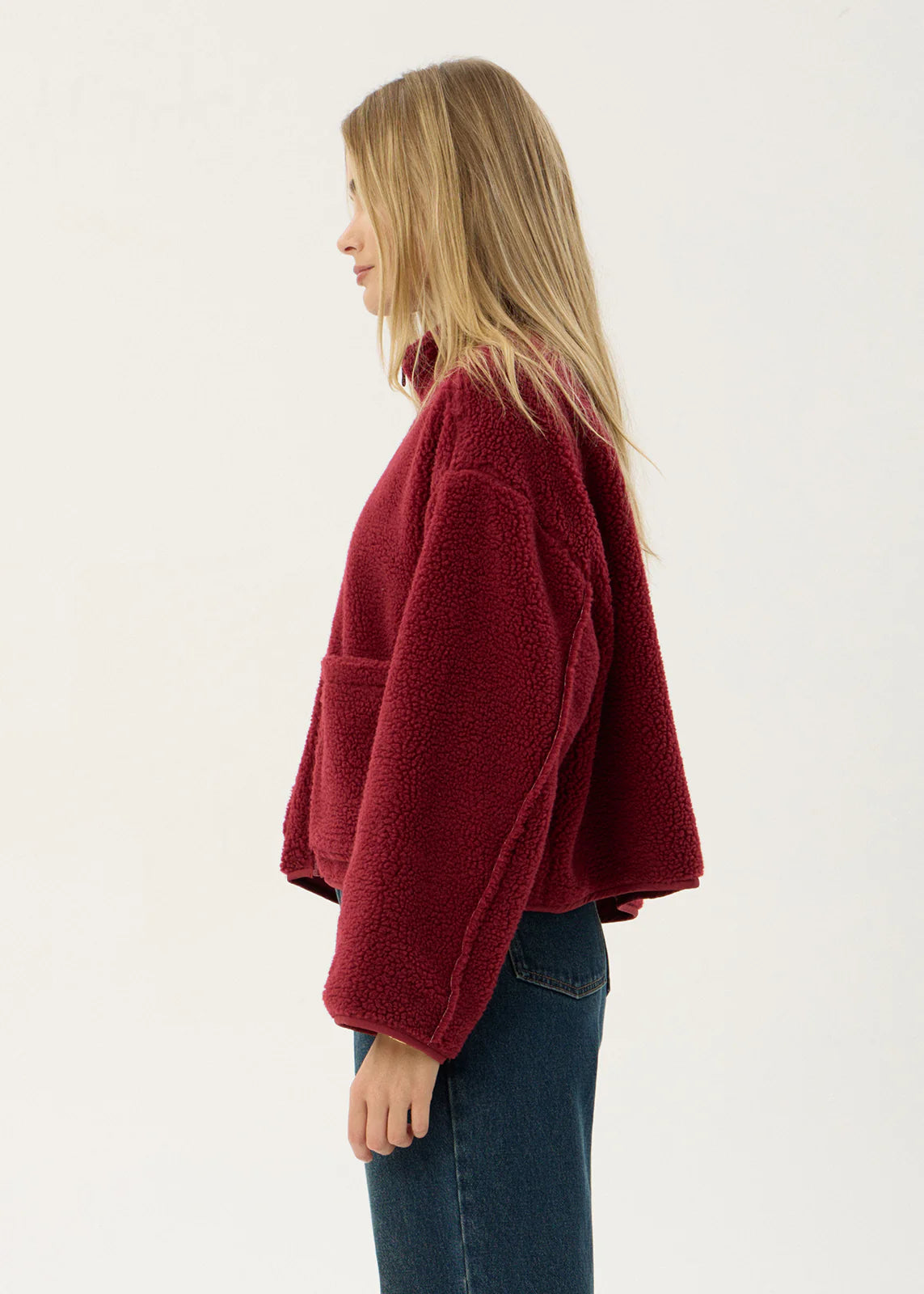 Afends Berlin Reversible Polar Fleece Jacket BURGUNDY