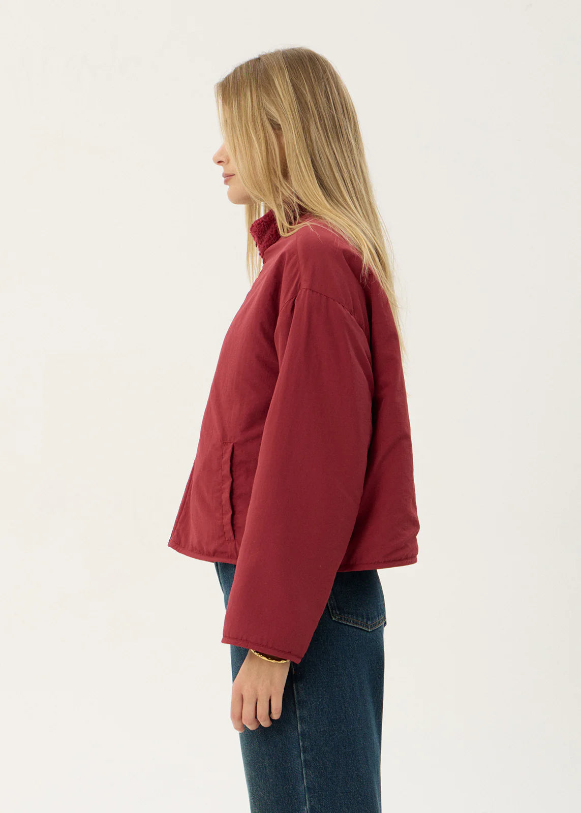 Afends Berlin Reversible Polar Fleece Jacket BURGUNDY