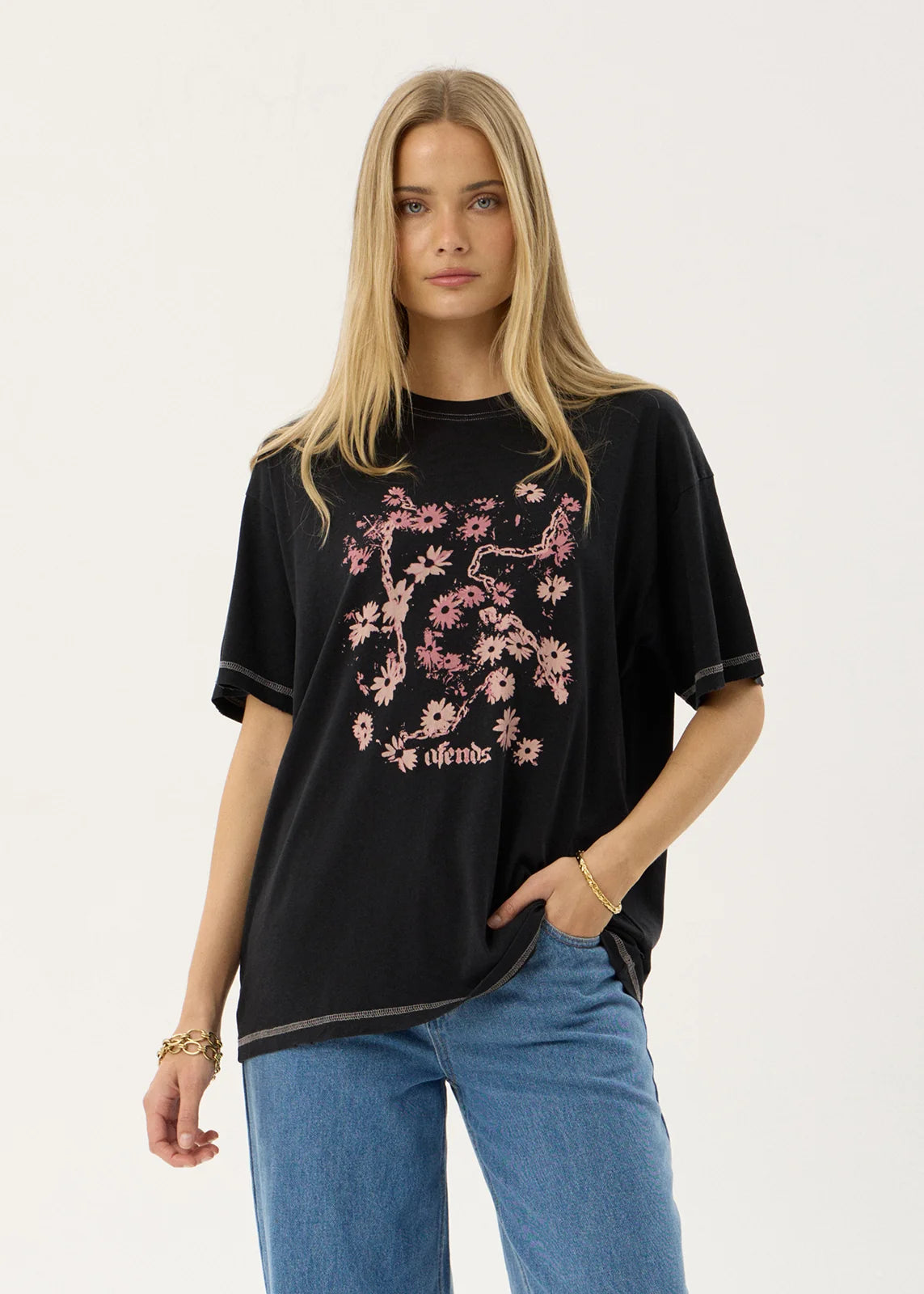 Afends Unchained Oversized Tee STONE BLACK