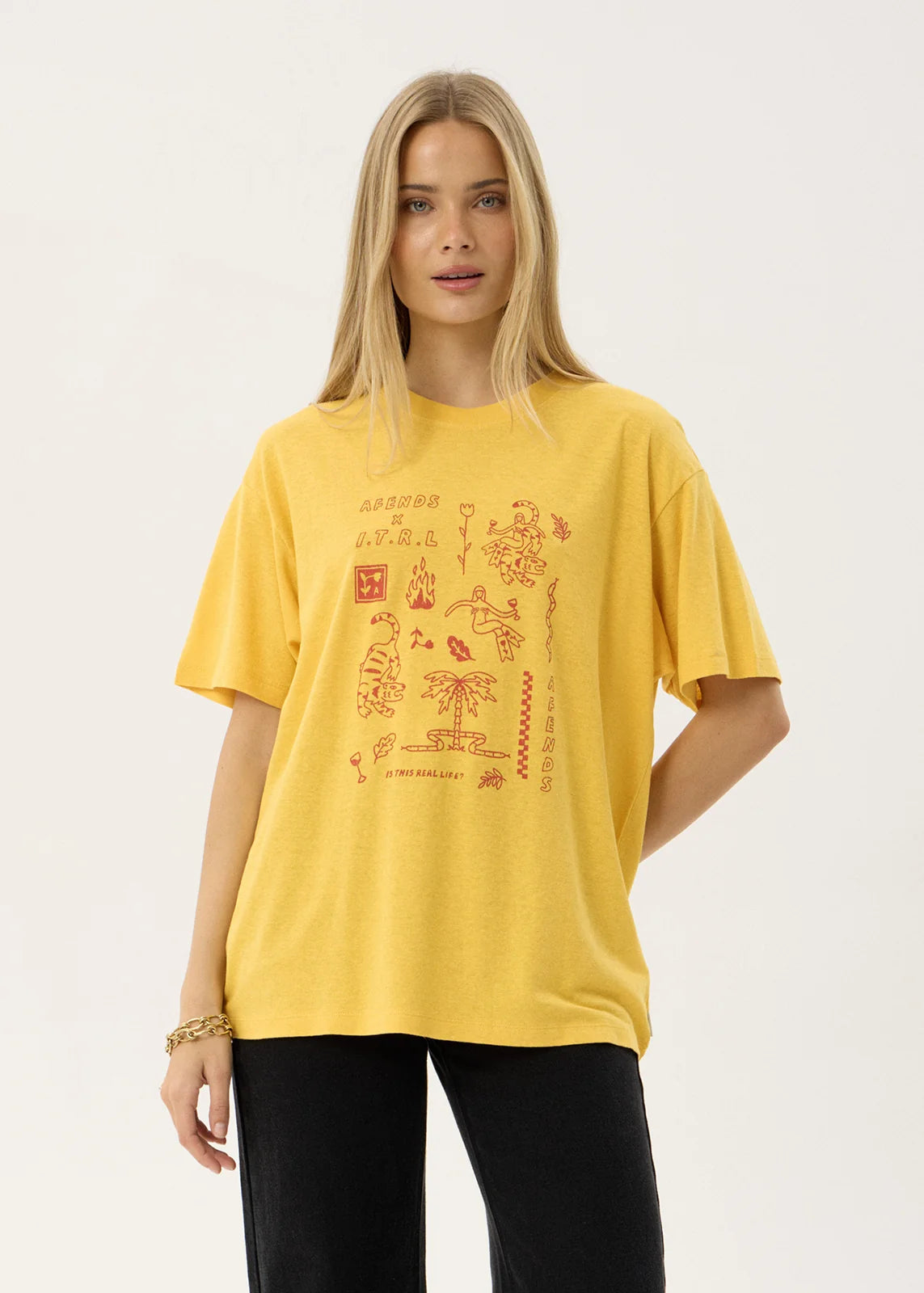 Afends Holly Oversized Tee MANGO