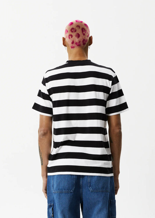 Afends Needle Recycled Retro Logo T-Shirt BLACK STRIPE