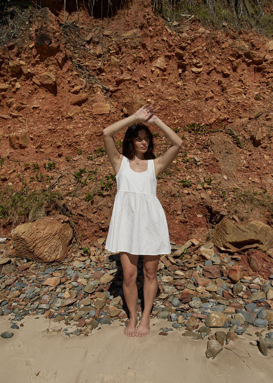 Afends Jesse Hemp Mini Dress WHITE