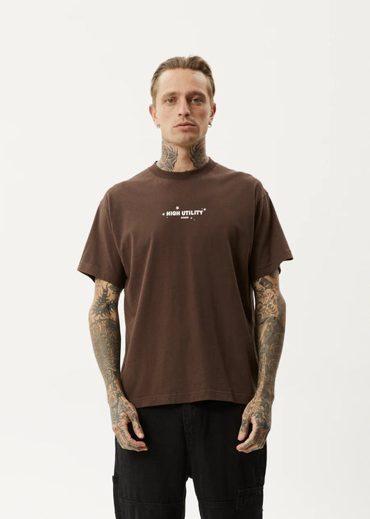 Afends High Utility Boxy T-Shirt COFFEE