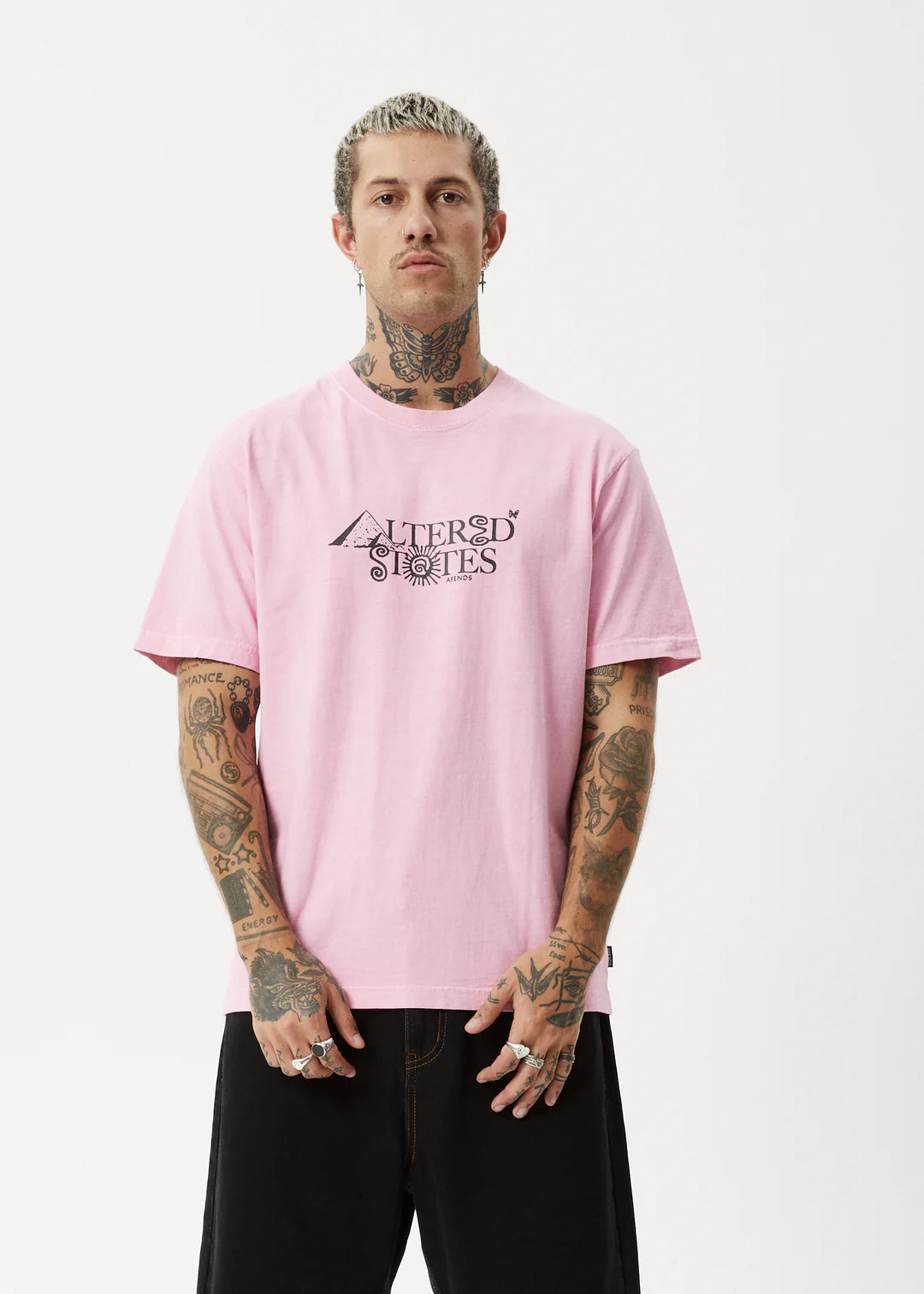 Afends Deep State Heavy Weight Recycled Retro Fit Tee VINTAGE PINK