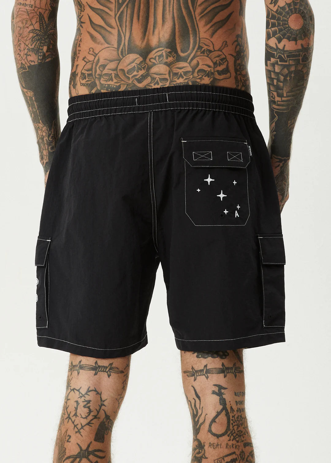 Afends Cosmic Carego Batwatch Swim Short 18" BLACK