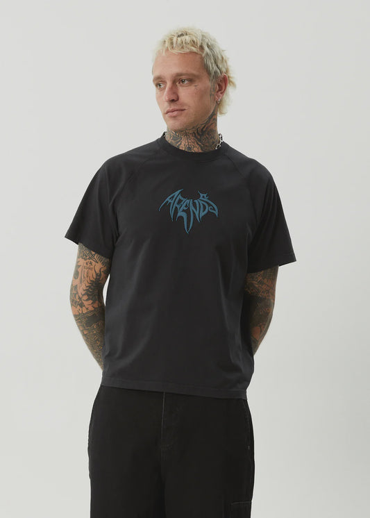 Afends Bats Raglan Boxy Tee STONE BLACK