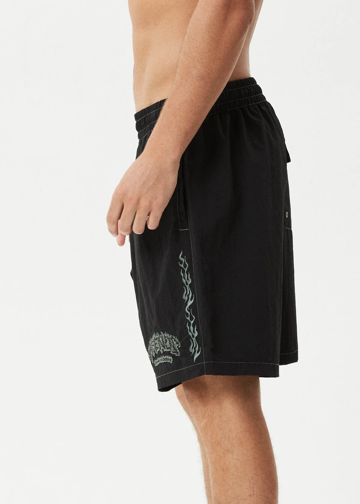 Afends Flame On Recycled Baywatch Short 18" BLACK