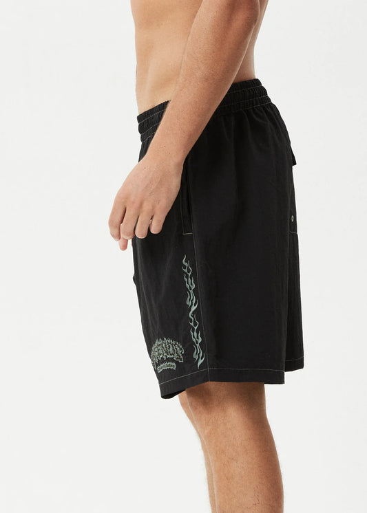 Afends Flame On Recycled Baywatch Short 18" BLACK