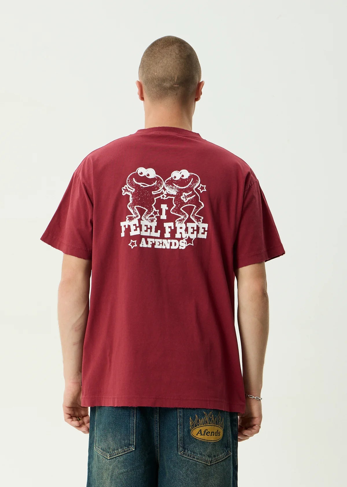 Afends Sonoran Boxy Fit Tee WASHED BURGUNDY