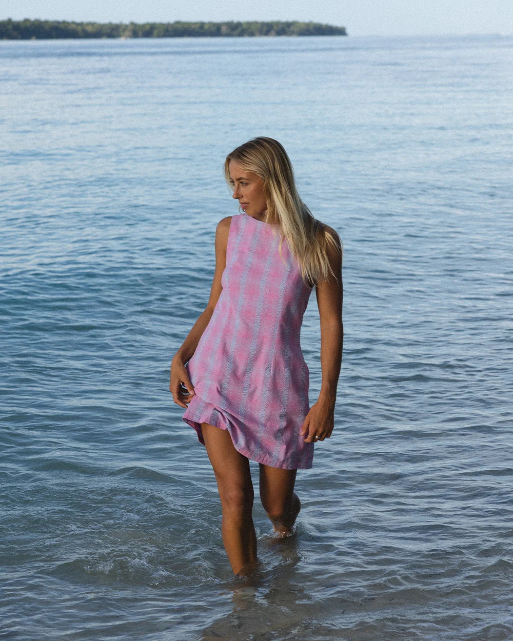 Roxy Pheobe Check Mini Dress FUCHSIA PINK