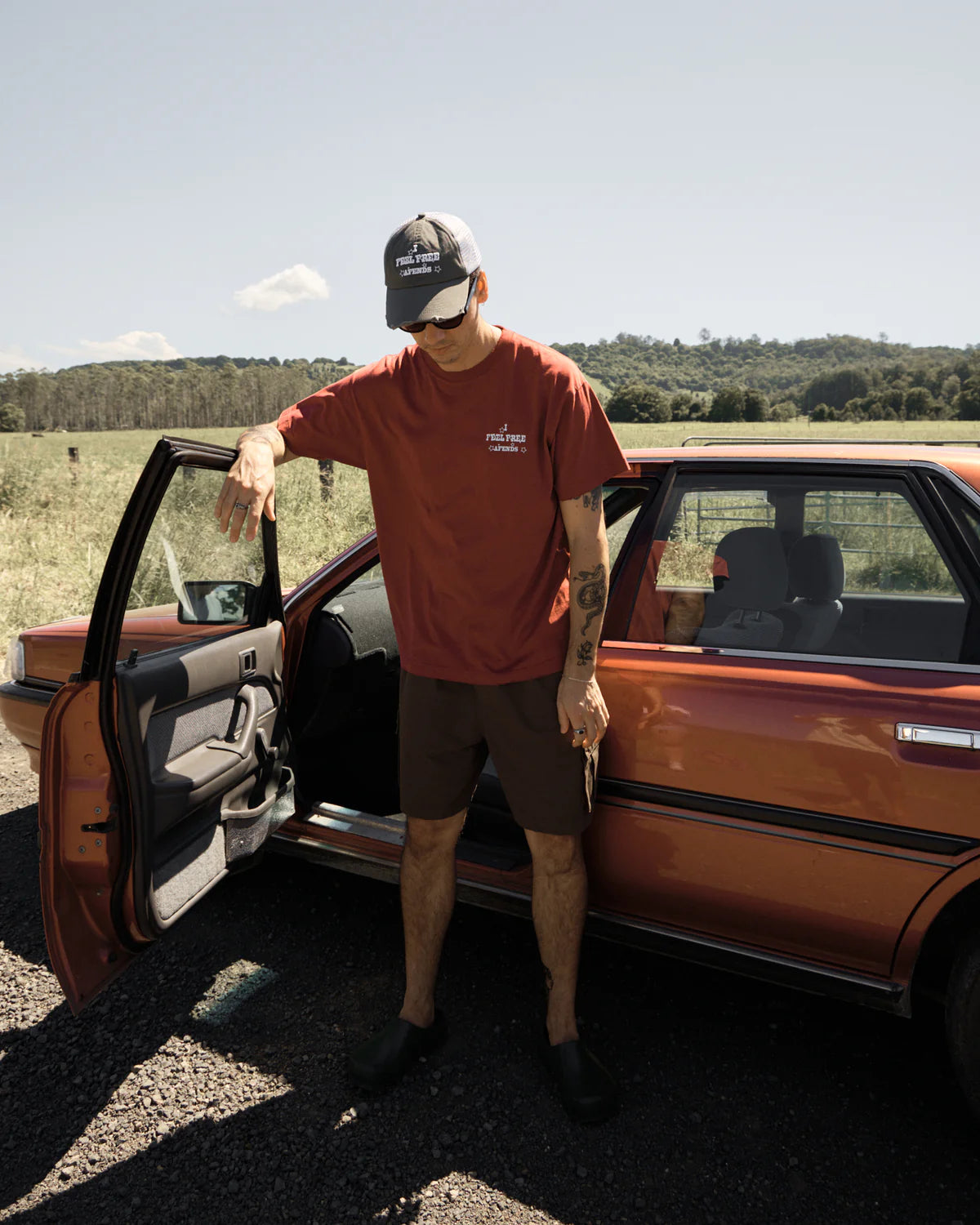 Afends Sonoran Boxy Fit Tee WASHED BURGUNDY