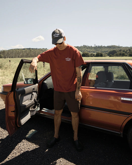 Afends Sonoran Boxy Fit Tee WASHED BURGUNDY