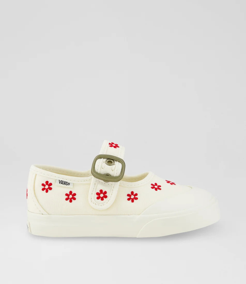 Vans Kids Mary Jane Chantilly Floral WHITE / RACING RED