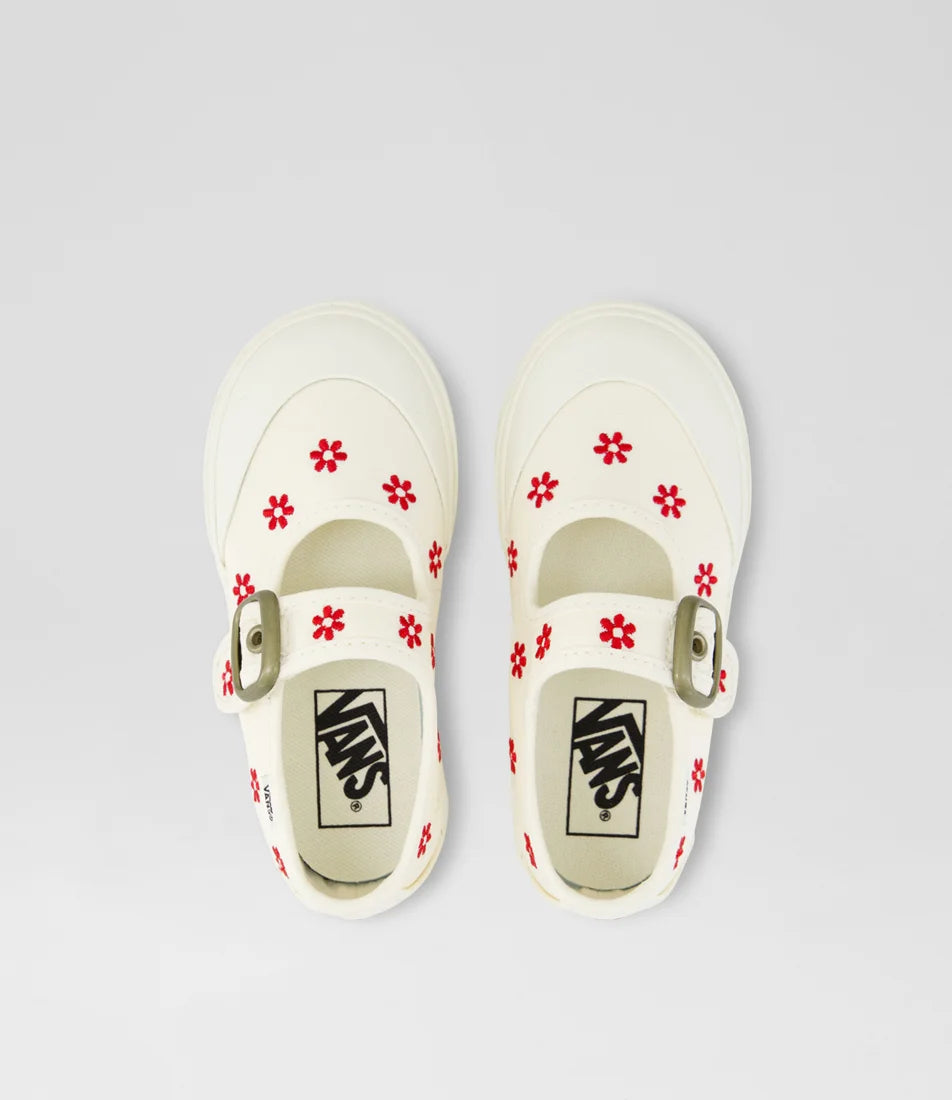 Vans Kids Mary Jane Chantilly Floral WHITE / RACING RED