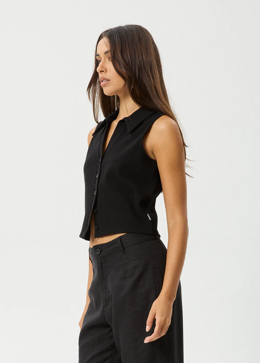 Afends Eliza Rib Sleeveless Shirt BLACK