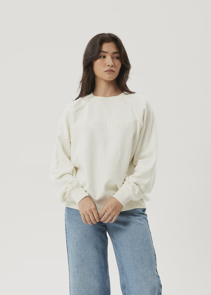 Afends Cutback Recycled Raglan Crewneck OFF WHITE