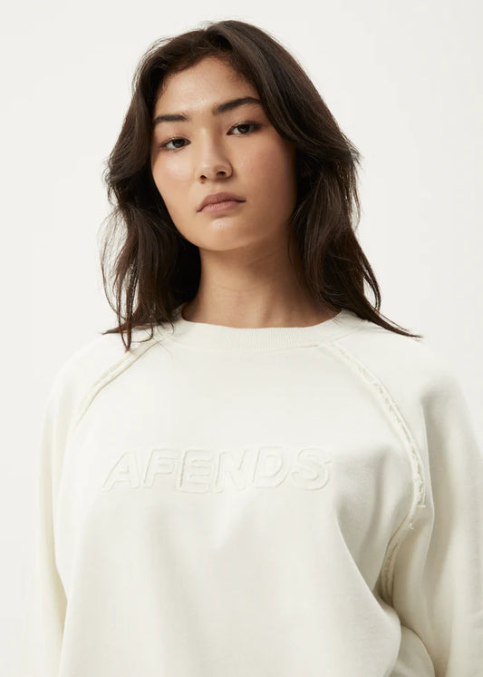 Afends Cutback Recycled Raglan Crewneck OFF WHITE