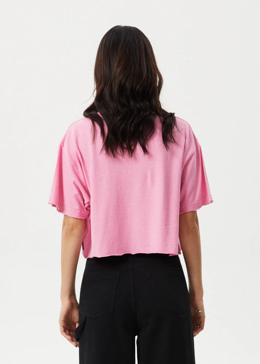 Afends Connection Cropped Hemp Oversized Tee PINK