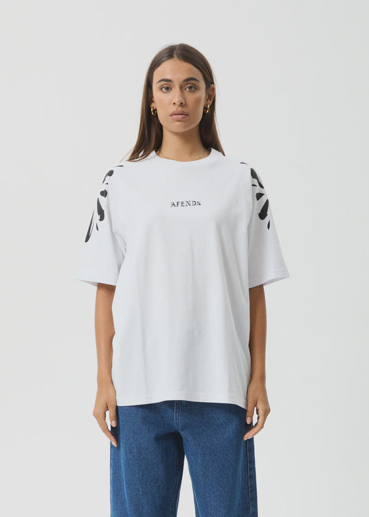 Afends Dash Recycled Oversized Raglan Tee WHITE