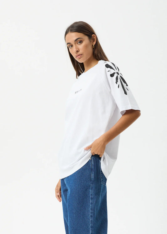 Afends Dash Recycled Oversized Raglan Tee WHITE