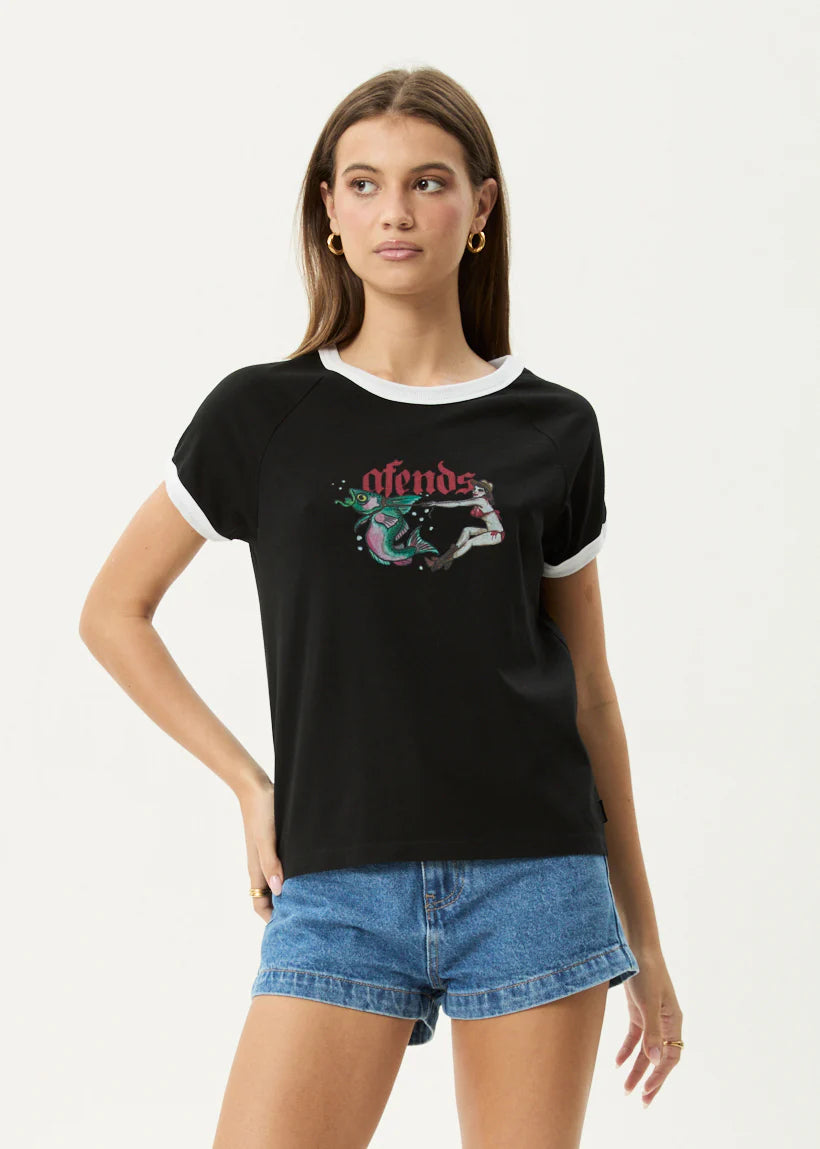 Afends Catch And Release Raglan Tee BLACK