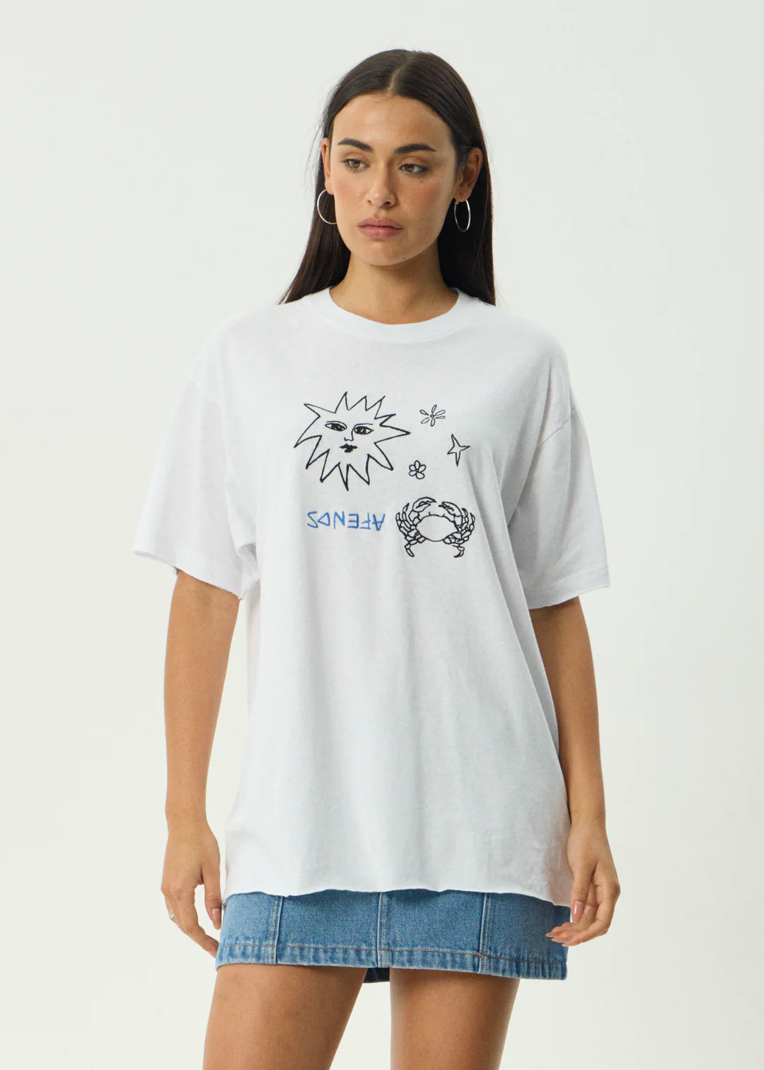 Afends Sunbake Hemp Oversized Tee WHITE