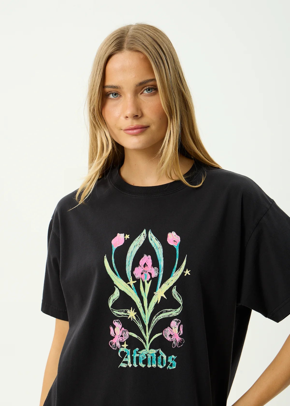 Afends Good Nature Oversized Tee STONE BLACK