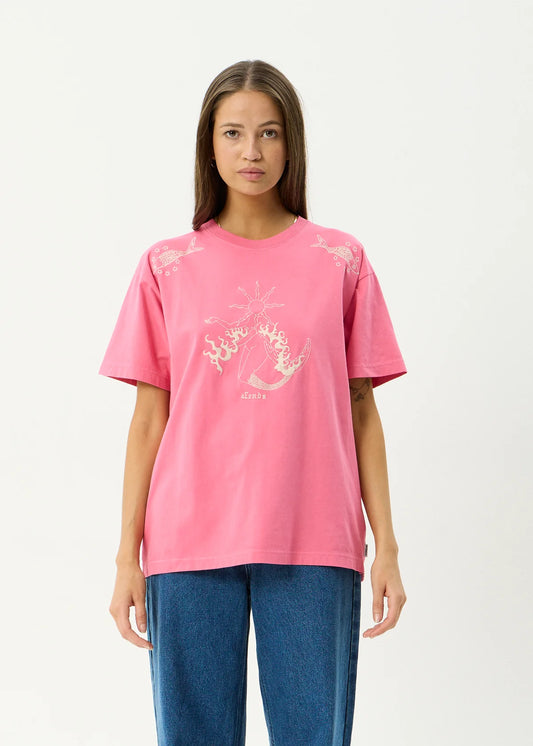 Afends Sea Siren Oversized Tee WASHED RASPBERRY