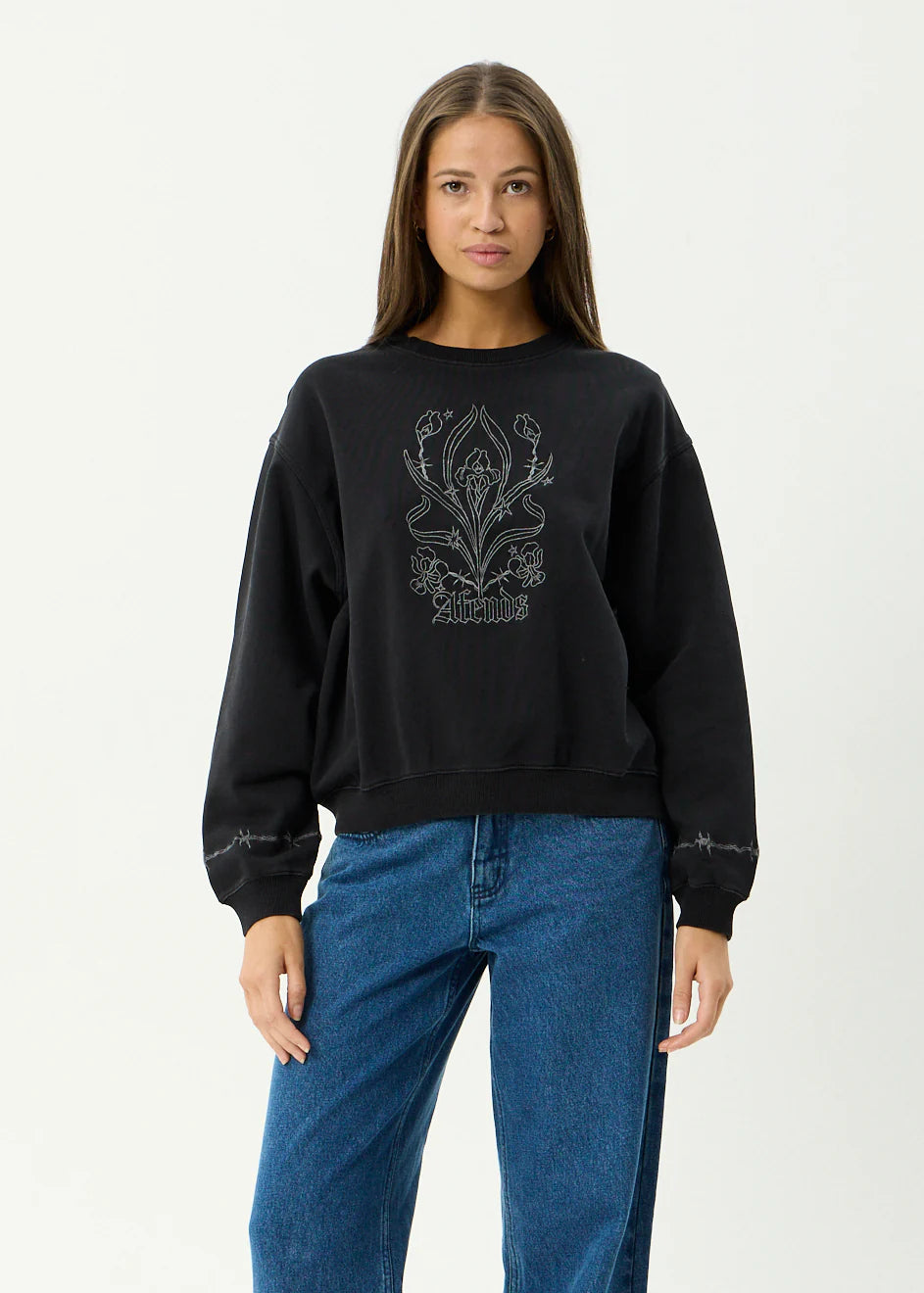 Afends Good Nature Crew Jumper STONE BLACK