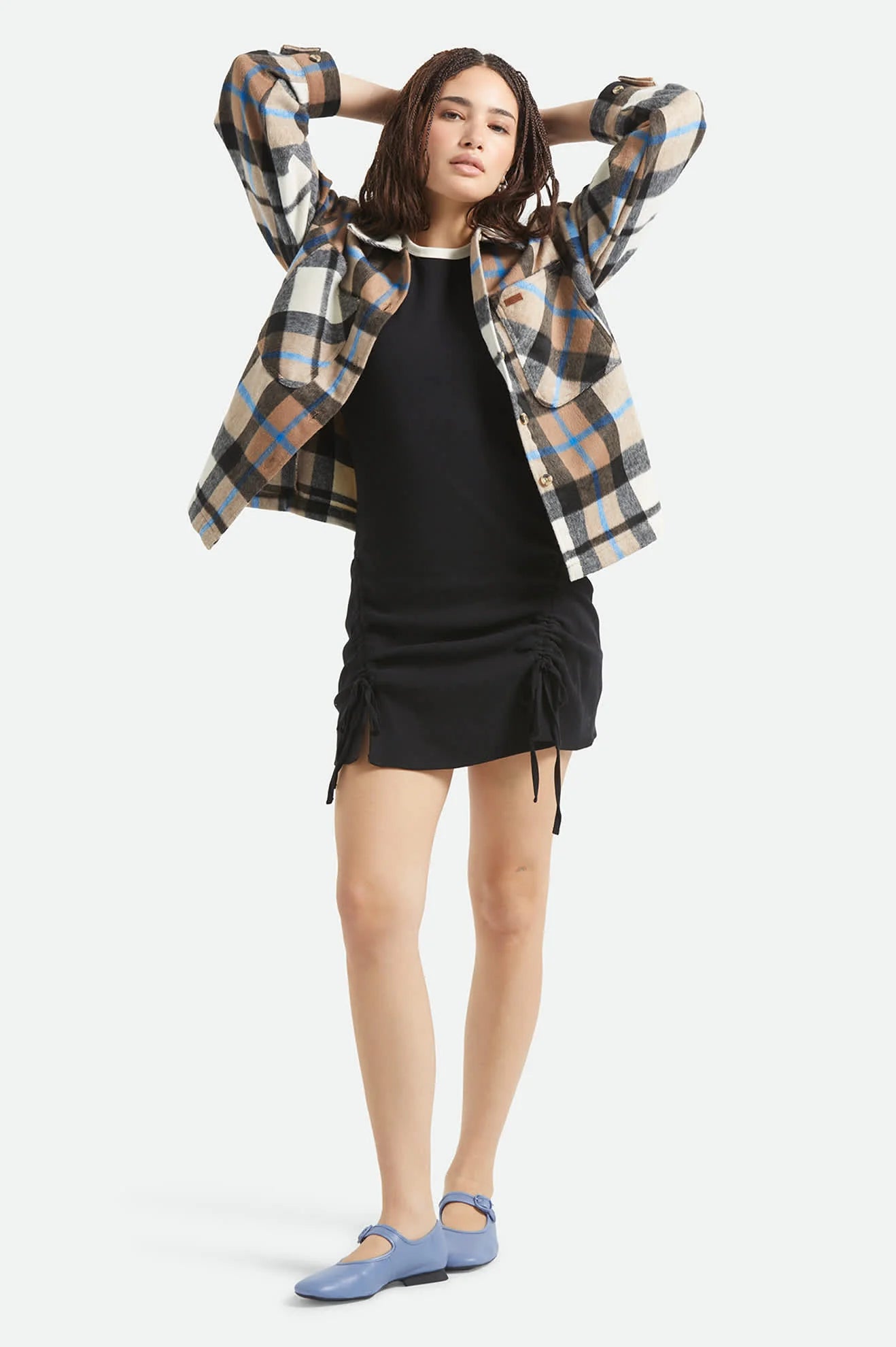 Brixton Bowery W Soft Brushed Flannel WASHED BLACK / SAND