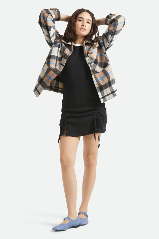 Brixton Bowery W Soft Brushed Flannel WASHED BLACK / SAND