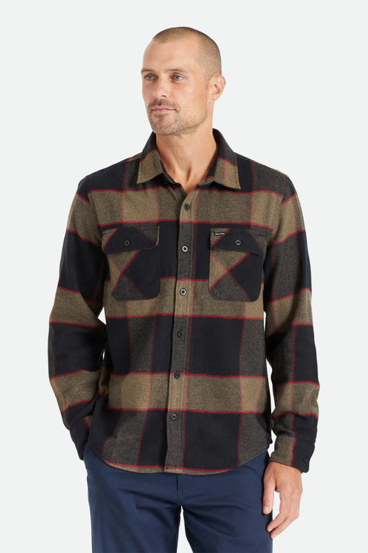 Brixton Bowery Flannel HEATHER GREY / CHARCOAL