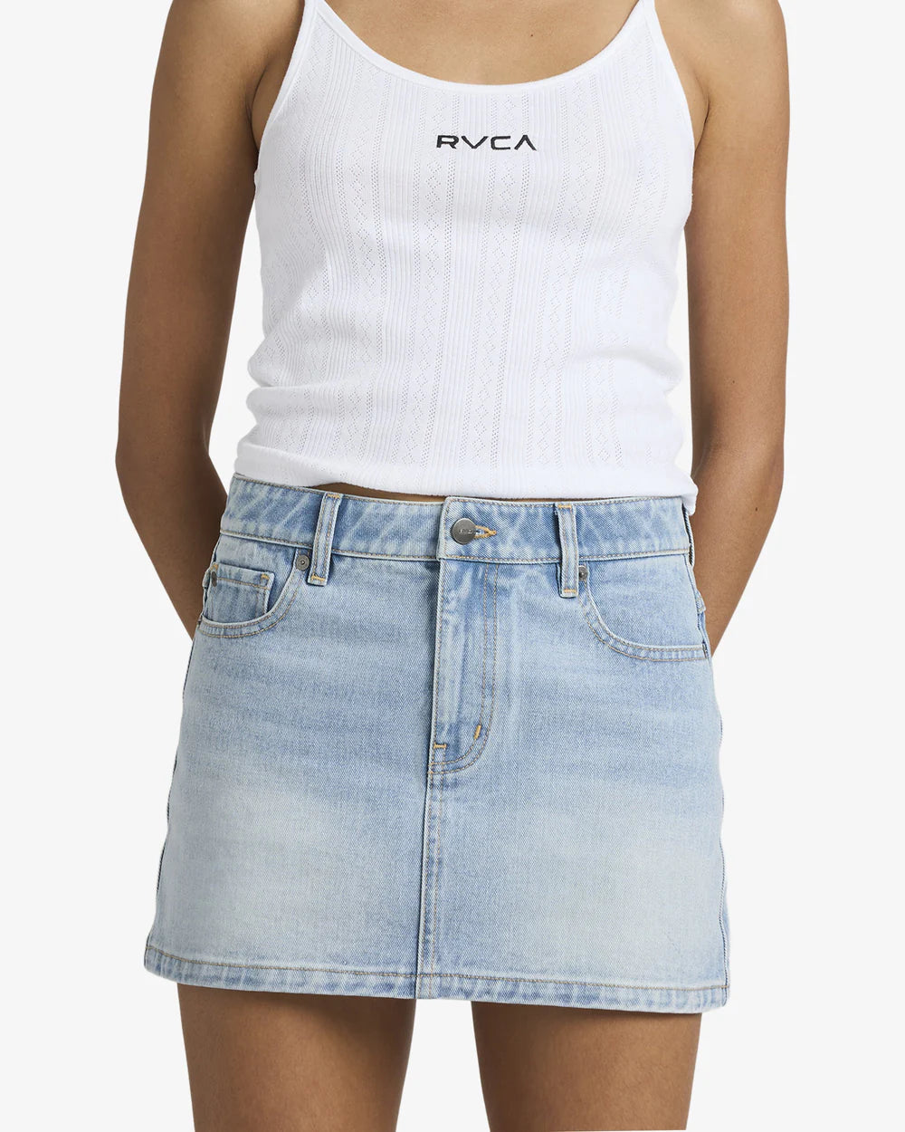 RVCA Mini Denim Skirt BLEACHED INDIGO