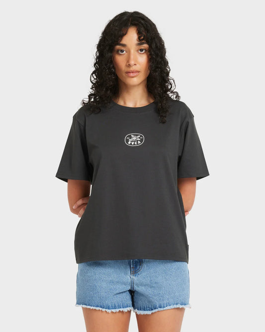 RVCA Electric Rose East Tee BLACK WASH