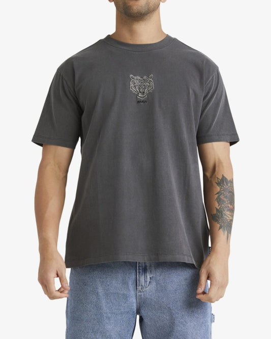 RVCA Angry Cat SS Tee WASHED BLACK