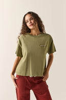 Brixton Wish Me Luck Boxy Crop Tee OLIVE SURPLUS