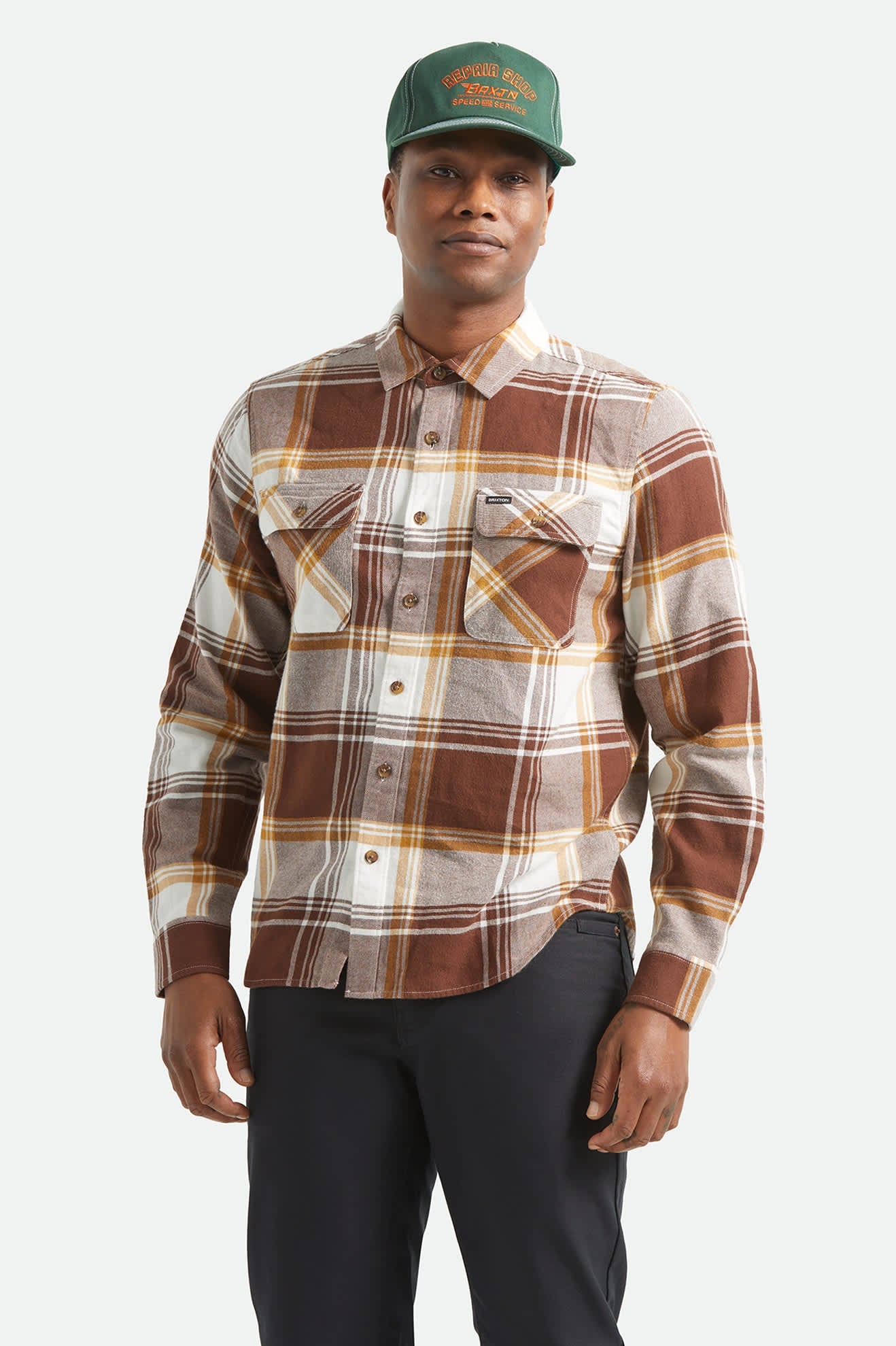Brixton Bowery LW Ultra Flannel CHOCOLATE / OFF WHITE