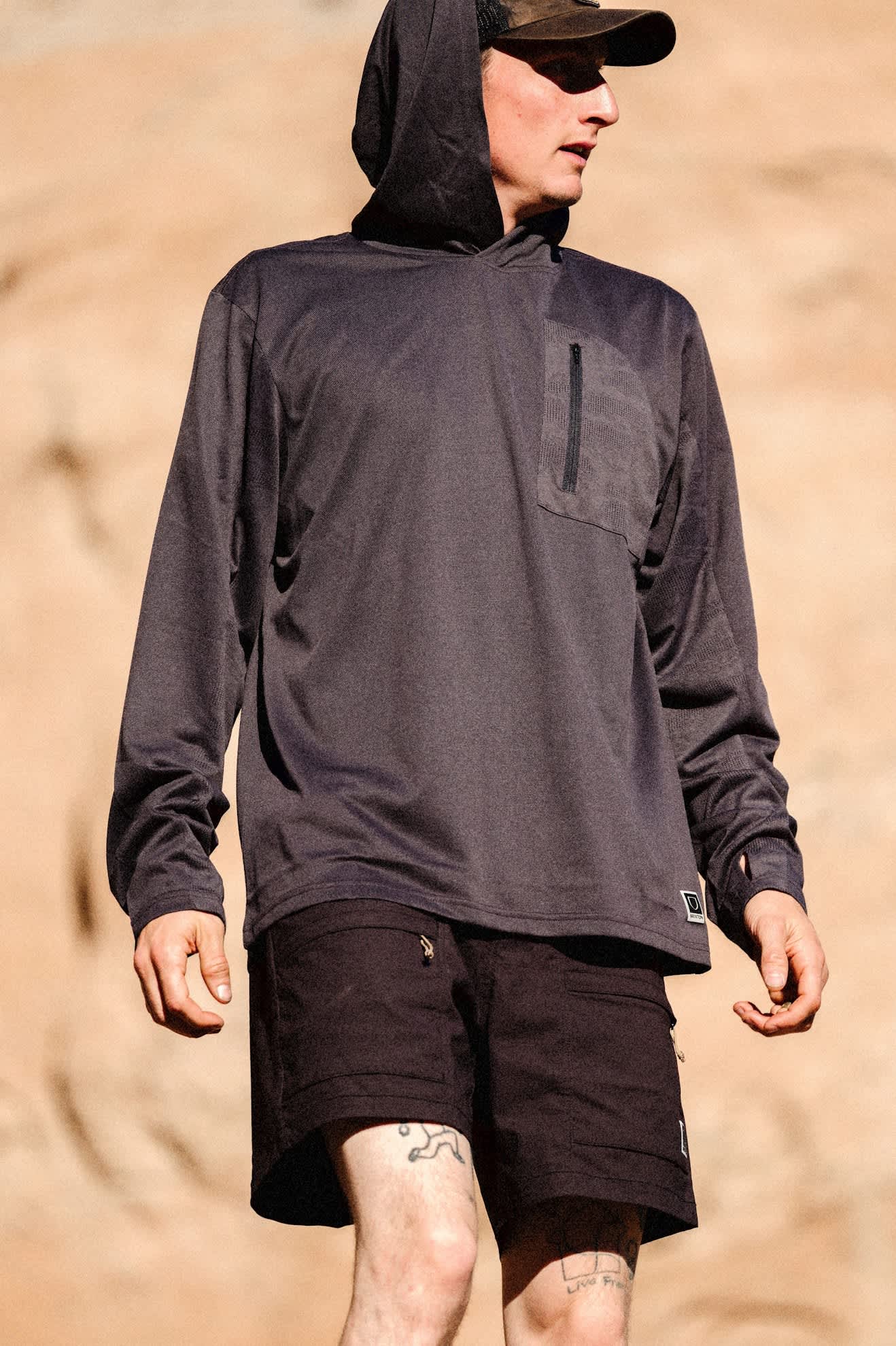 Brixton Journey LS Sun Hoodie BLACK
