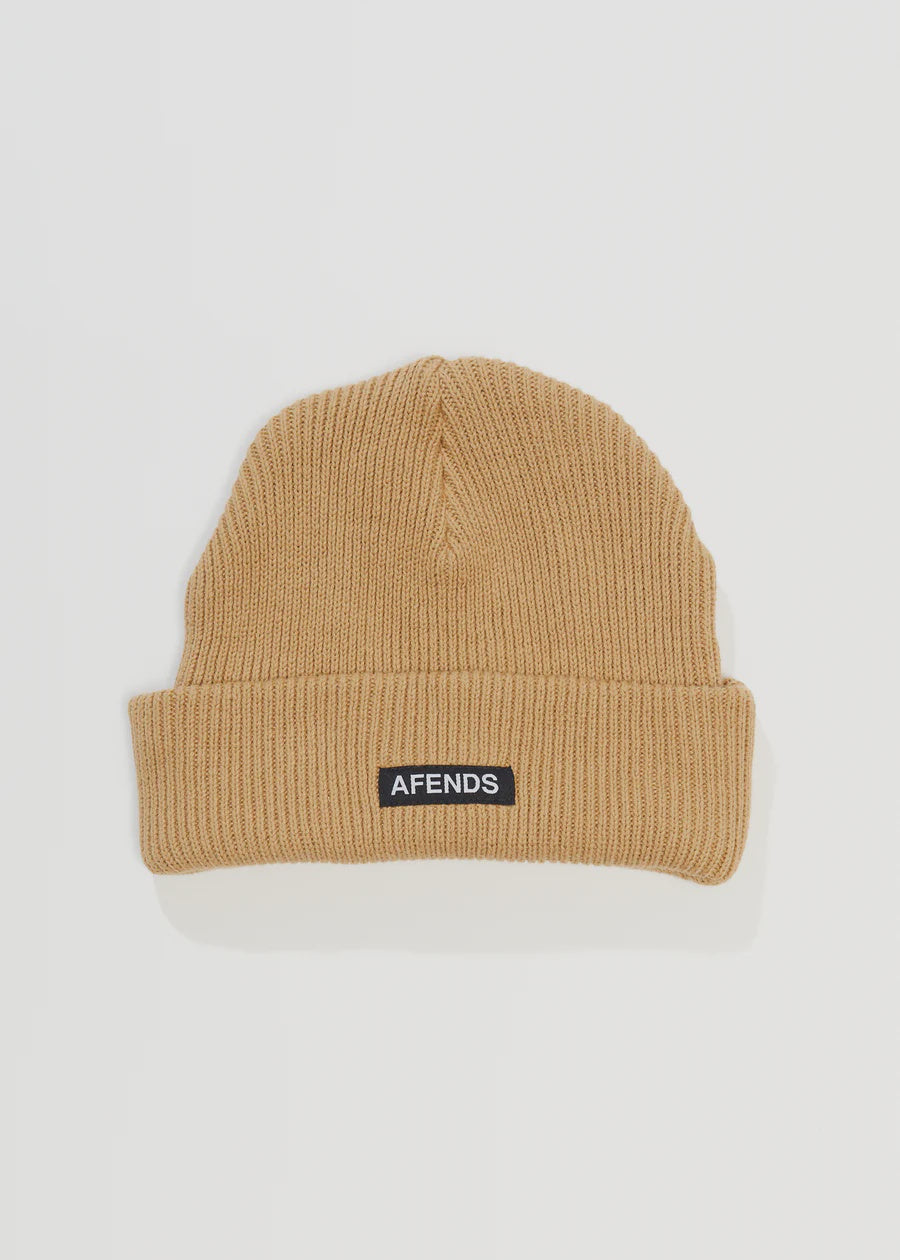 Afends Home Town Recycled Knit Beanie TAN