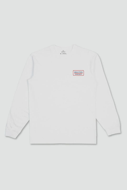 Brixton Palmer Proper LS T-Shirt WHITE / PACIFIC BLUE / ALOHA RED
